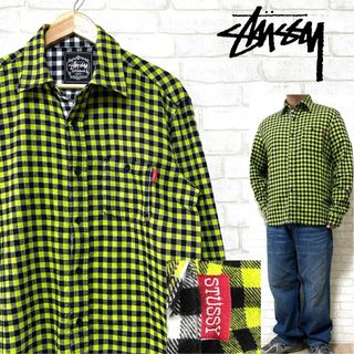 ステューシー(STUSSY)のSTUSSY ステューシー チェック柄 ネルシャツ ライムイエロー 長袖(シャツ)