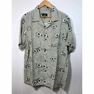 210562● HUF 半袖 ストライプ 花柄 オープンカラー レーヨン シャツ(シャツ)