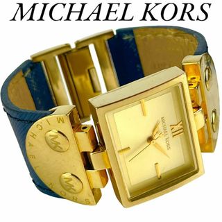 マイケルコース(Michael Kors)のマイケルコース 腕時計 ゴールド クォーツ式 レザーベルト 新品電池 動作確認済(腕時計)