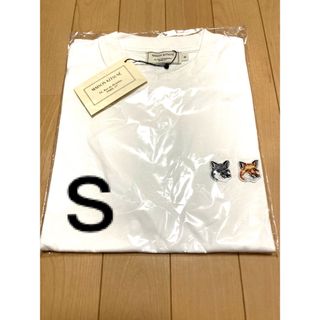 メゾンキツネ(MAISON KITSUNE')の⑨ S メゾンキツネ　ダブルフォックス　半袖Tシャツ　白(Tシャツ(半袖/袖なし))