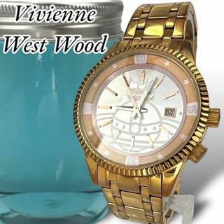 ヴィヴィアンウエストウッド(Vivienne Westwood)の美品 ヴィヴィアンウエストウッド 腕時計 オーブ デイト ゴールド 新品電池(腕時計)