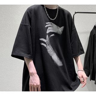 【人気商品】　メンズ　Tシャツ　ブラック　XL   ゆったり　シンプル　プリント(Tシャツ/カットソー(半袖/袖なし))