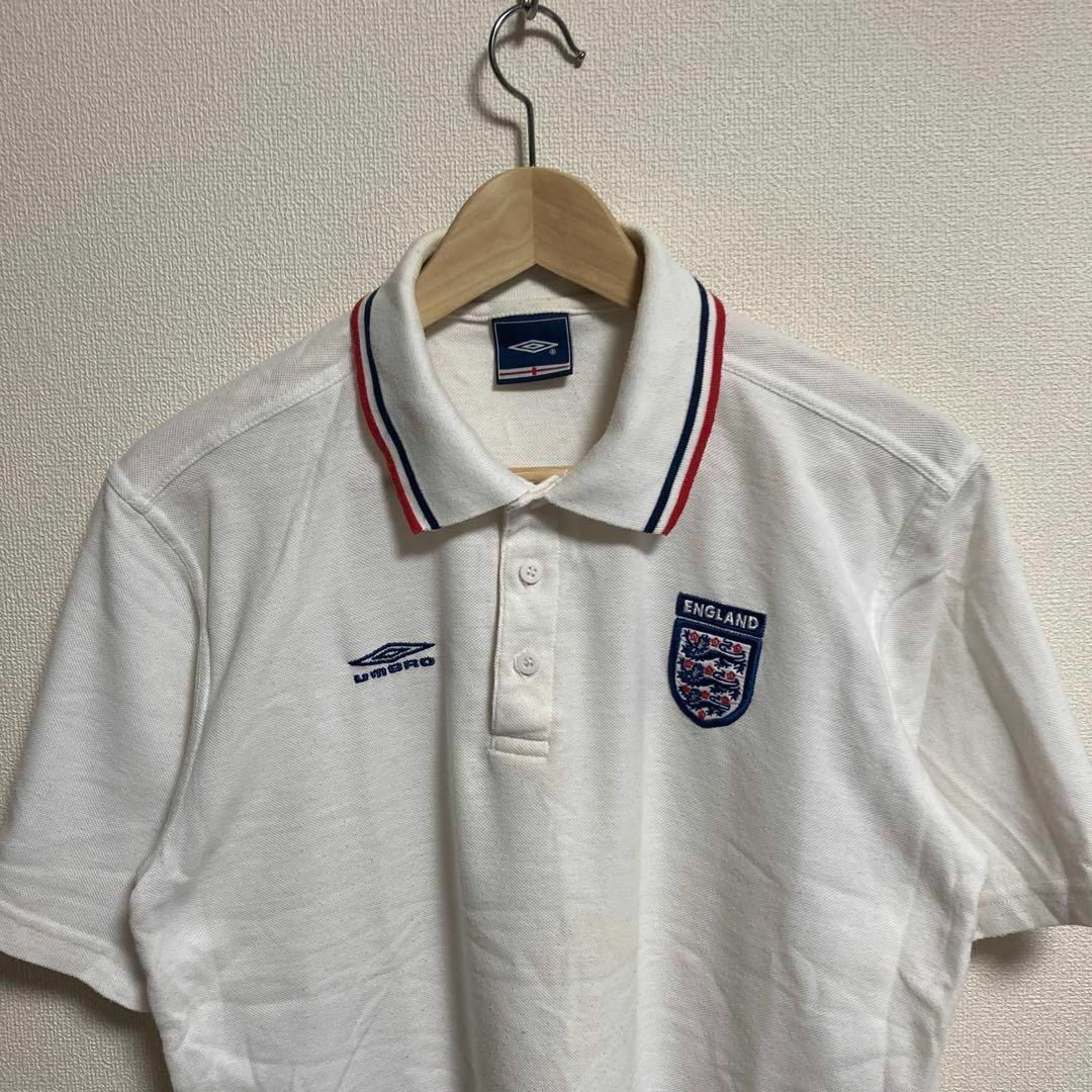 UMBRO アンブロ ポロシャツ ENGLAND 刺繍 白 古着 半袖 M UMBRO アンブロ ポロシャツ ENGLAND 刺繍 白 古着 半袖 M