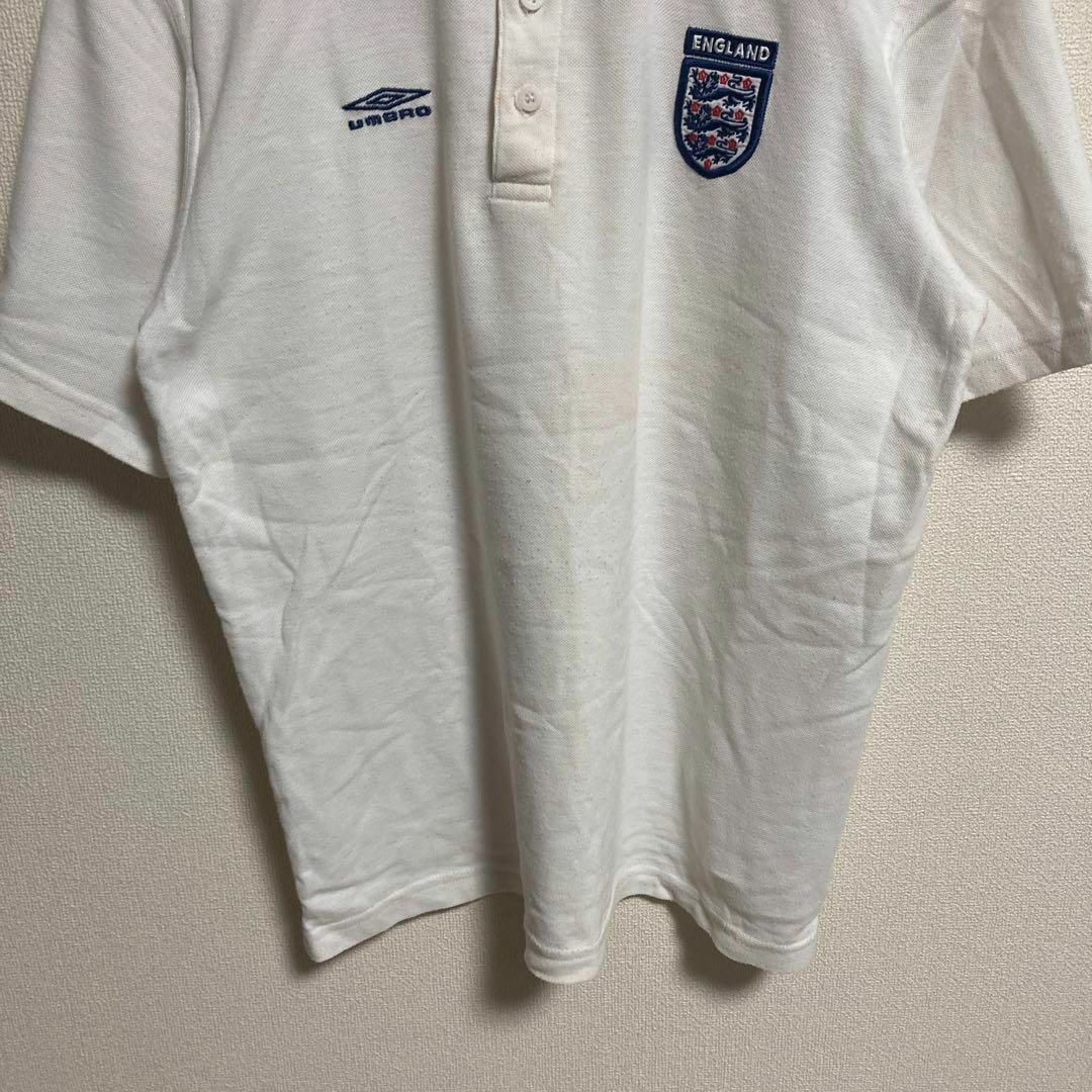 UMBRO アンブロ ポロシャツ ENGLAND 刺繍 白 古着 半袖 M UMBRO アンブロ ポロシャツ ENGLAND 刺繍 白 古着 半袖 M