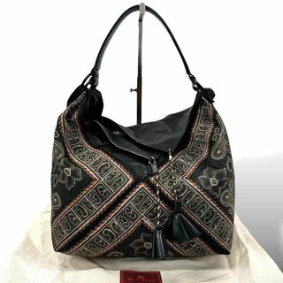 エトロ(ETRO)の美品 希少 ETRO トートバッグ ペイズリー レザー×ナイロン A4 黒(トートバッグ)