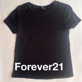 フォーエバートゥエンティーワン(FOREVER 21)のForever21  黒 リブTシャツ Sサイズ(Tシャツ(半袖/袖なし))