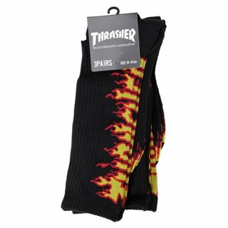 スラッシャー(THRASHER)のスラッシャーTHRASHERフレイムハイソックス3足セットブラック(ソックス)