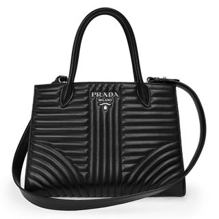 プラダ(PRADA)のプラダ ダイアグラム 2way ショルダー ハンドバッグ 斜め掛け SOFT CALF IMPUN 牛革 レザー NERO ネロ ブラック 黒 シルバー金具 1BA165 PRADA（未使用保管品）(ハンドバッグ)