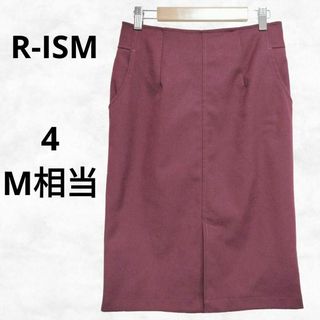 【R-ISM】リズム タイトスカート（M相当）ワインレッド レーヨン ひざ丈(ひざ丈スカート)