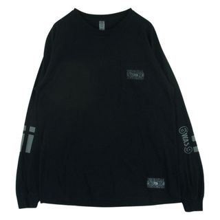 テンダーロイン(TENDERLOIN)のTENDERLOIN テンダーロイン 22SS LONG SLEEVE TEE 3A プリント ロングスリーブ 長袖 Tシャツ ロンT ブラック系 L【中古】(Tシャツ/カットソー(七分/長袖))