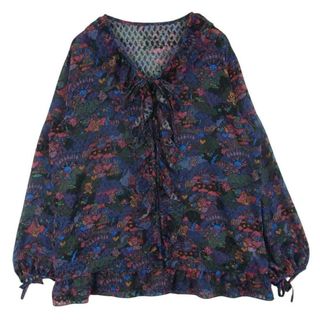 ヒステリックグラマー(HYSTERIC GLAMOUR)のHYSTERIC GLAMOUR ヒステリックグラマー 01203AH05 PSYCHEDELIC HYS BEAR柄 ベアー フリル ブラウス シアー シャツ パープル系 FREE【中古】(シャツ/ブラウス(長袖/七分))