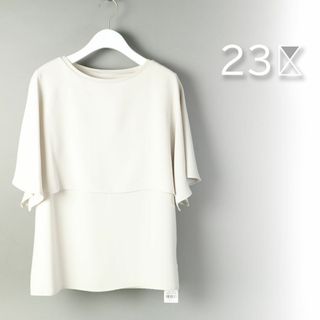 ニジュウサンク(23区)の187a 新品 23区ストレッチジョーゼットリブコンビ レイヤー カットソー38(カットソー(半袖/袖なし))