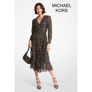 Michael Kors - MICHAEL KORS クリップドット ジャカード ラップラッフルドレス