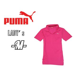 レディースM◇PUMA◇半袖スキッパーポロシャツ pink(ウエア)