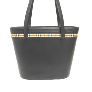 BURBERRY - バーバリー トートバッグ ノバチェック レザー ブラック系 レディース BURBERRY NA35081 中古