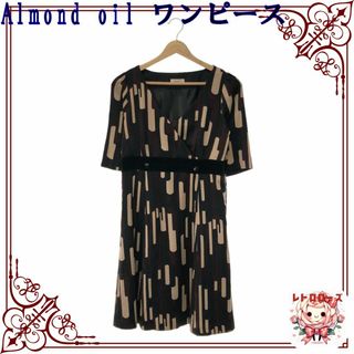 ワンピース(ONE PIECE)のAlmond oil ワンピース カシュクール カジュアル 半袖 ひざ丈(ひざ丈ワンピース)