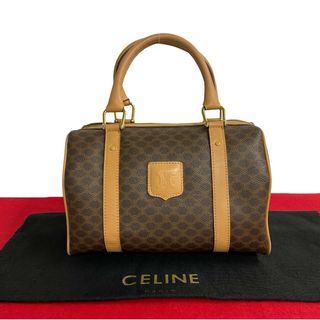 セリーヌ(celine)の極 美品 CELINE セリーヌ ヴィンテージ マカダム ブラゾン トリオンフ ロゴ レザー 本革 ハンドバッグ ミニ ボストンバッグ ブラウン 30219(ハンドバッグ)