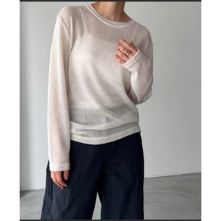 キャナルジーン(CANAL JEAN)の【美品】キャナルジーン　El mar リネン混リブロングTシャツ　エルマール(Tシャツ(長袖/七分))