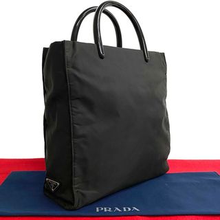 プラダ(PRADA)の極 美品 希少品 PRADA プラダ 三角ロゴ 金具 ナイロン プラスチックハンドル ハンドバッグ ミニ トートバッグ ブラック 黒 20576(ハンドバッグ)