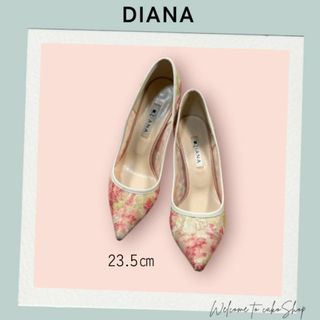 ダイアナ(DIANA)の美品》DIANA ダイアナ　花柄チュールレース　ポインテッドトゥ 　日本製(ハイヒール/パンプス)