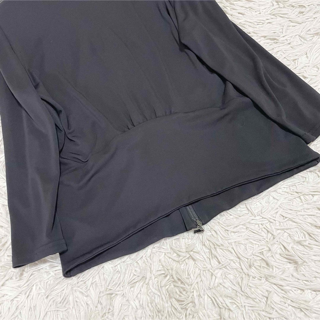 美品✨フォクシー ジップアップパーカー ウォッシャブル ロゴプレート 黒 40 美品✨フォクシー ジップアップパーカー ウォッシャブル ロゴプレート 黒 40