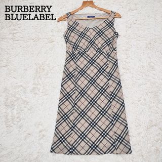 バーバリーブルーレーベル(BURBERRY BLUE LABEL)のバーバリーブラックレーベル　ノースリーブワンピース　ノバチェック　ベージュ　38(ひざ丈ワンピース)