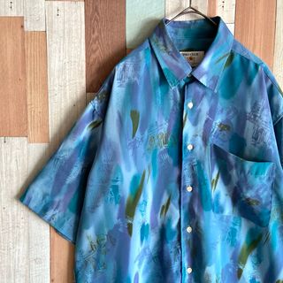 Santa Monica - 00s 古着 vintage 総柄シャツ 建造物柄 ポリエステル  y2k