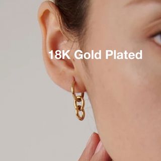 18K Gold Plated 2WAYミニフープチェーンピアス(ピアス)