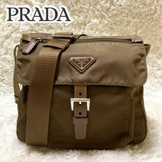 PRADA - 美品✨プラダ ナイロン ショルダーバッグ 三角ロゴ クロスボディバッグ ブラウン