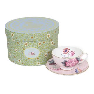 ウェッジウッド(WEDGWOOD)のWEDGWOOD ウェッジウッド カッコー ティーカップ＆ソーサー ピンク系 BONE CHINA ブランド 食器 お祝い プレゼント インテリア 飾り 置物 定番 コーヒー 紅茶 鳥 花【中古】松前R56号店(その他)