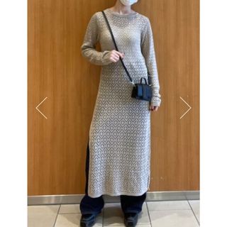 アズールバイマウジー(AZUL by moussy)のCROCHET SLIT LONG KNIT TOPS(ロングワンピース/マキシワンピース)