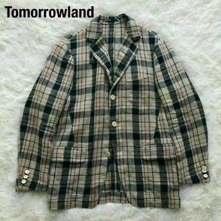 トゥモローランド(TOMORROWLAND)のTomorrowlandトゥモローランド　リネンテーラードジャケット　チェック(テーラードジャケット)