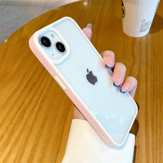 【色: ピンク】iPhone 15 ケース ストラップホール付き クリア 透明 (その他)