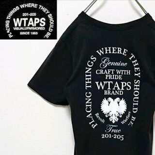 ダブルタップス(W)taps)の希少 ダブルタップス 両面 プリント ロゴ ブラック 半袖 Tシャツ(Tシャツ/カットソー(半袖/袖なし))