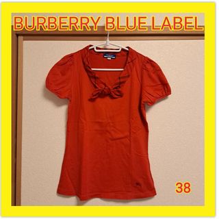 バーバリーブルーレーベル(BURBERRY BLUE LABEL)のBURBERRY BLUE LABEL トップス　赤　バーバリー　襟　リボン(カットソー(半袖/袖なし))