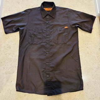 古着 90s USA製 REDKAP ワークシャツ 半袖 開襟　ブラウン　S(シャツ)