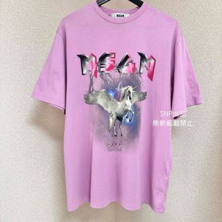 エムエスジイエム(MSGM)のMSGM 美品 良品 オーバーサイズ Tシャツ 半袖  ペガサス ロゴ プリント(Tシャツ(半袖/袖なし))