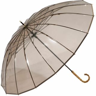 【色:ブラウン】Wpc. 雨傘 [ビニール傘] 16Kプラスティックパイピング (その他)