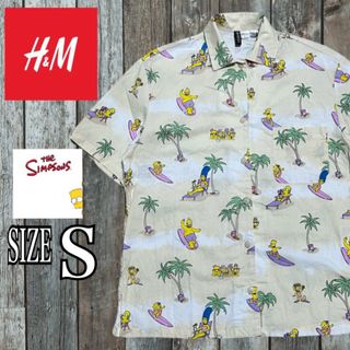 エイチアンドエム(H&M)のH&M エイチアンドエム シンプソンズ柄 アロハシャツ イエロー  S 総柄(シャツ)