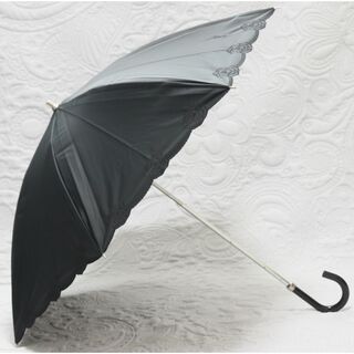 イヴサンローラン(Yves Saint Laurent)の美品【イヴサンローラン】晴雨兼用 長傘 サマーシールド ロゴ刺繍 バラ刺繍 黒(傘)