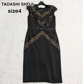 タダシショウジ(TADASHI SHOJI)の美品 タダシショージ ワンピース ドレス スパンコール 黒 4(ひざ丈ワンピース)