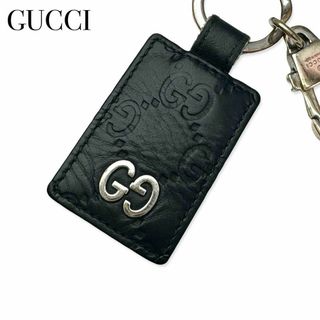 Gucci - グッチ GG シマ レザー キーホルダー チャーム レディース メンズ ブラック