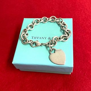 ティファニー(Tiffany & Co.)の極 美品 TIFFANY&Co. ティファニー ハート プレート シルバー925 チェーン ブレスレット バングル レディース メンズ シルバー 50591(ブレスレット/バングル)