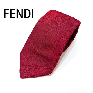 FENDI - FENDI フェンディ　ネクタイ　ズッカ柄　赤　ボルドー　ロゴ　総柄　ブランド