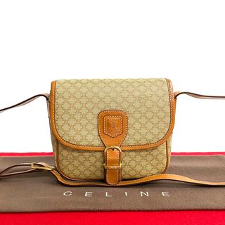 セリーヌ(celine)のほぼ 未使用 CELINE セリーヌ ヴィンテージ マカダム ブラゾン トリオンフ 柄 レザー ショルダーバッグ ポシェット ベージュ 78737(ショルダーバッグ)