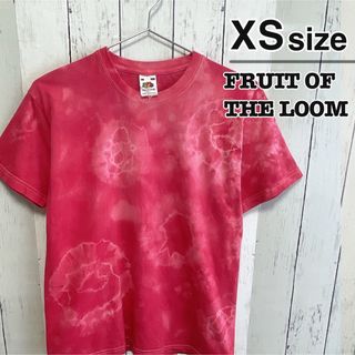 フルーツオブザルーム(FRUIT OF THE LOOM)のフルーツオブザルーム　レディース　Tシャツ　XS　ピンク　タイダイ柄　USA古着(Tシャツ(半袖/袖なし))