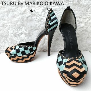 ツルバイマリコオイカワ(TSURU by Mariko Oikawa)の美品✨ツルバイマリコオイカワ パンプス ハイヒール 水色 ラウンドトゥ 23(ハイヒール/パンプス)