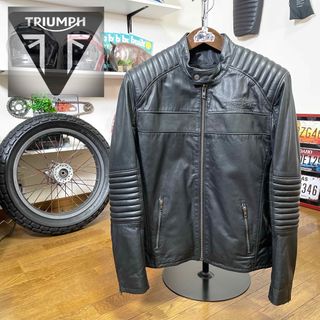 ☆TRIUMPH トライアンフ レザージャケット ブラック/M（XL相当）(装備/装具)