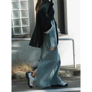 CLANE CIRCLE CUT LAYERED DENIM SKIRT(ロングスカート)