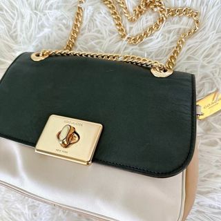 コーチ(COACH)の美品 コーチ レザー 2WAY ショルダーバッグ ターンロック チェーン 紺色(ショルダーバッグ)